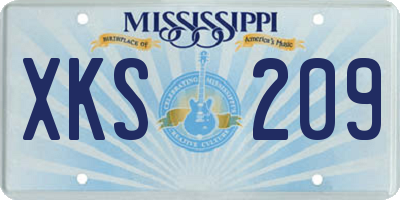 MS license plate XKS209