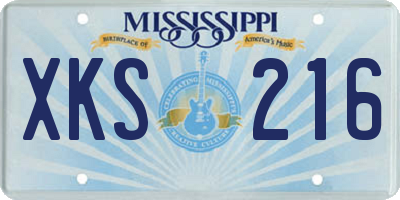 MS license plate XKS216