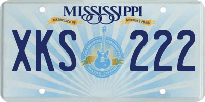 MS license plate XKS222
