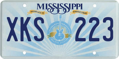 MS license plate XKS223