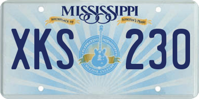 MS license plate XKS230
