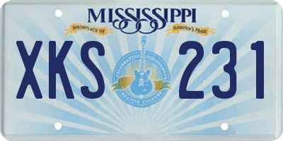 MS license plate XKS231