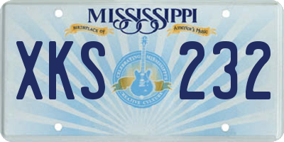 MS license plate XKS232