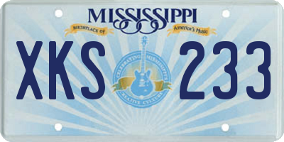 MS license plate XKS233