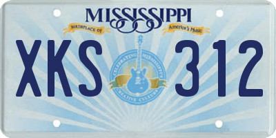 MS license plate XKS312