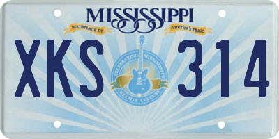 MS license plate XKS314