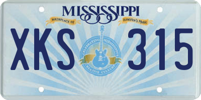 MS license plate XKS315