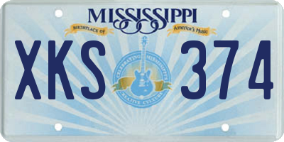 MS license plate XKS374