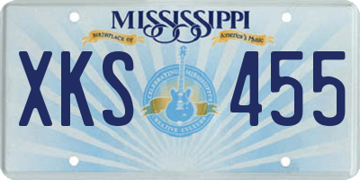MS license plate XKS455