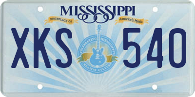 MS license plate XKS540