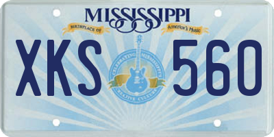 MS license plate XKS560