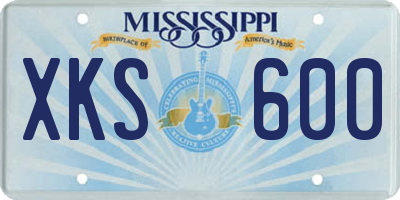 MS license plate XKS600