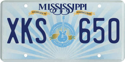 MS license plate XKS650