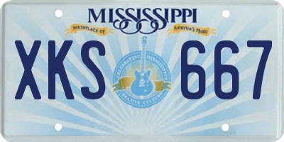 MS license plate XKS667