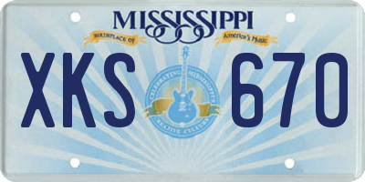 MS license plate XKS670
