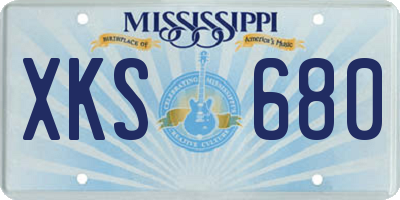 MS license plate XKS680