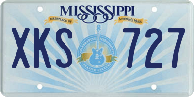 MS license plate XKS727
