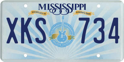 MS license plate XKS734