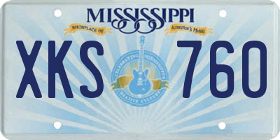 MS license plate XKS760