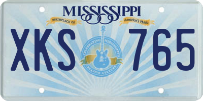 MS license plate XKS765