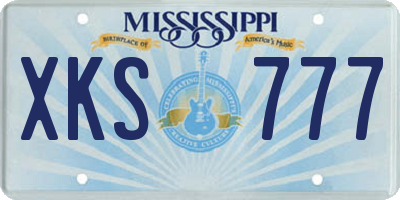 MS license plate XKS777