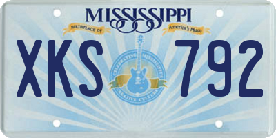 MS license plate XKS792