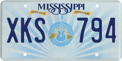 MS license plate XKS794