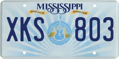 MS license plate XKS803