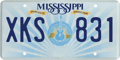 MS license plate XKS831