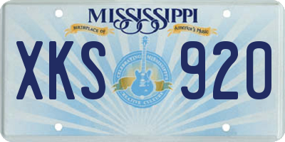 MS license plate XKS920