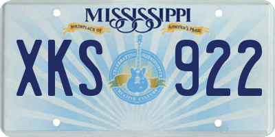 MS license plate XKS922