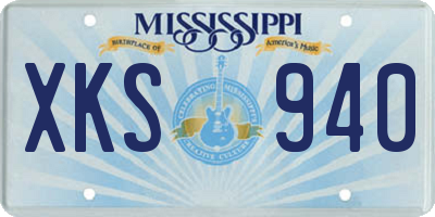 MS license plate XKS940