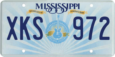 MS license plate XKS972