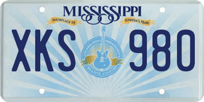 MS license plate XKS980