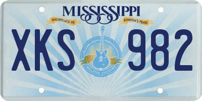 MS license plate XKS982