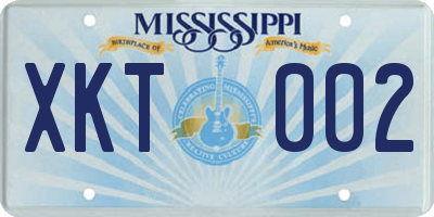 MS license plate XKT002