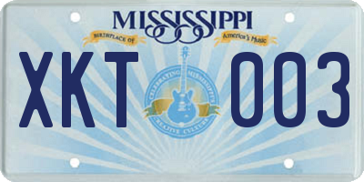 MS license plate XKT003