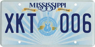 MS license plate XKT006