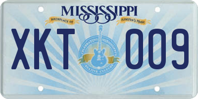 MS license plate XKT009