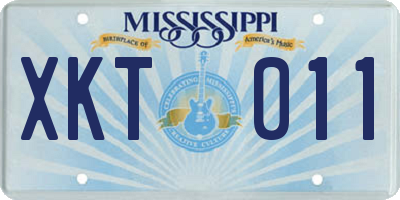 MS license plate XKT011