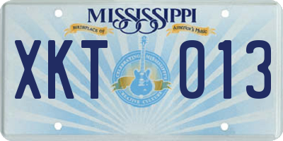 MS license plate XKT013