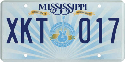 MS license plate XKT017