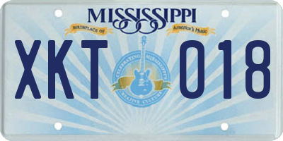 MS license plate XKT018
