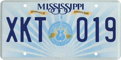 MS license plate XKT019