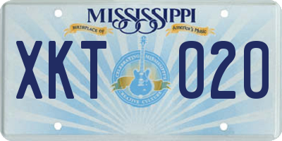 MS license plate XKT020