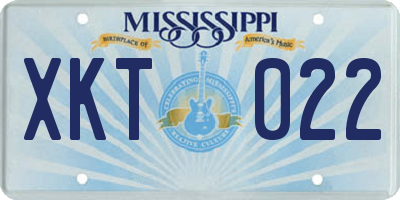 MS license plate XKT022