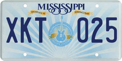 MS license plate XKT025