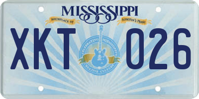 MS license plate XKT026