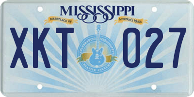 MS license plate XKT027