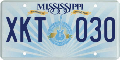 MS license plate XKT030